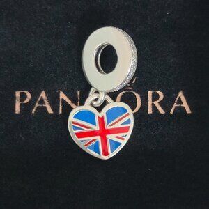Pandora England Flag Dangle Exclusive Heart Charm Pendant S925 Silver with box